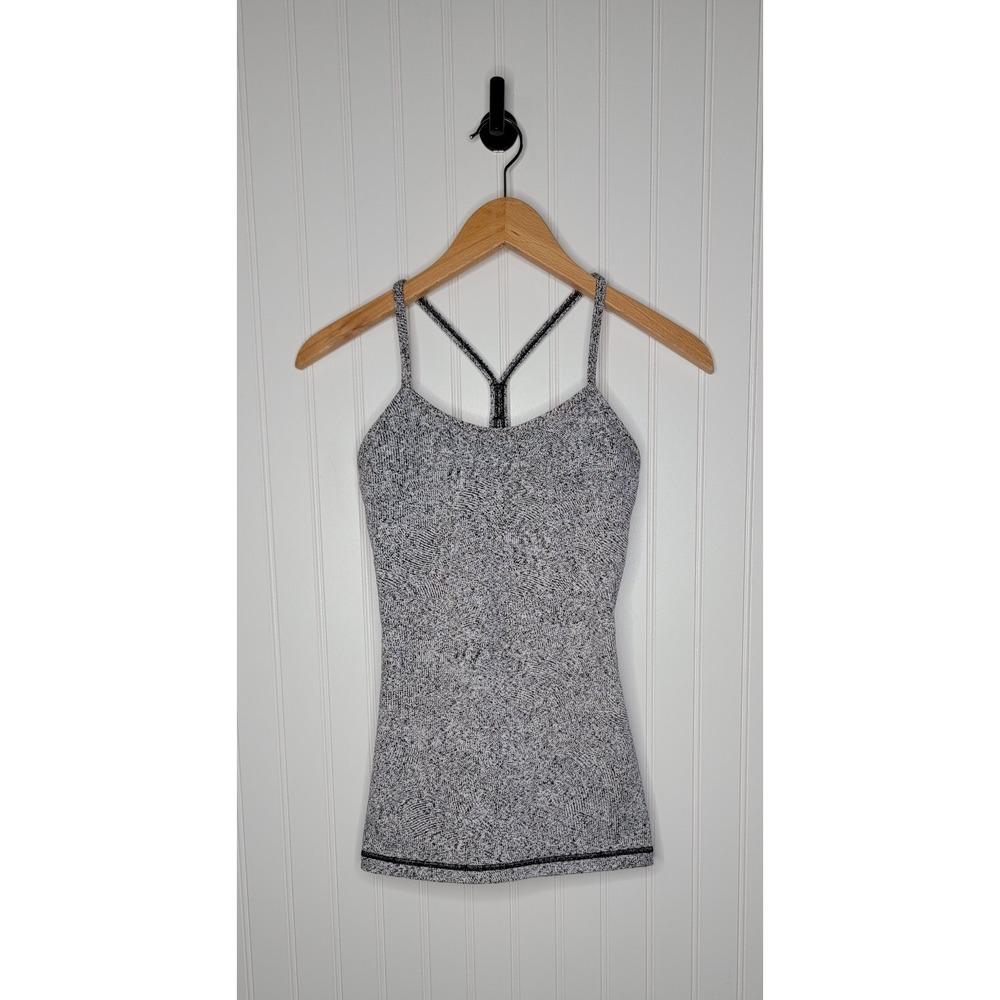 Lululemon Power Y Racerback Tank Top Women's Size 2 Spray Jacquard Black